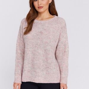 Rachel Roy pale pink speckled knitted crew neck long sleeve sweater soft SZ M